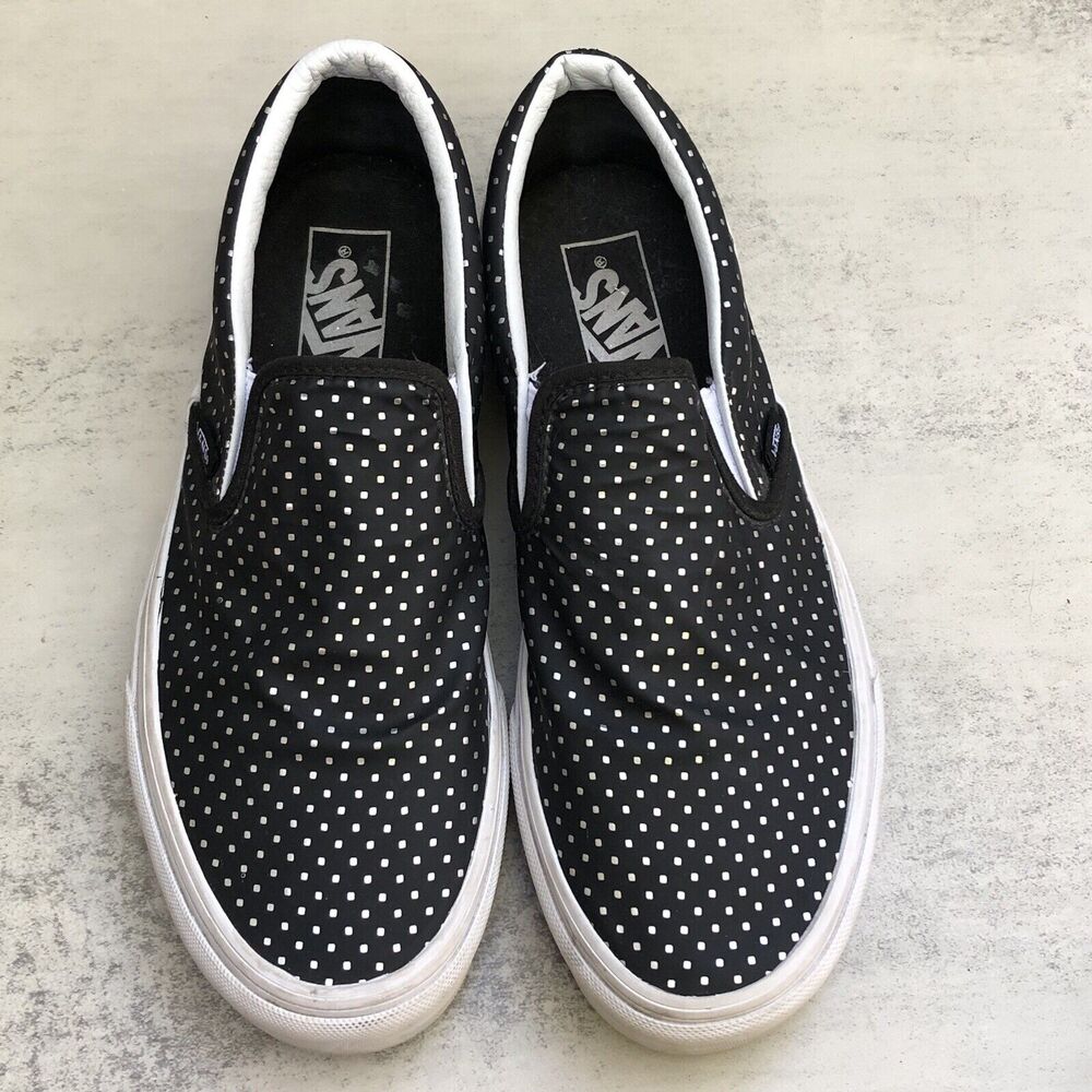 Vans Classic Slip On Metallic Dots Black And Silver Women’s 9.5 Men’s 8 - Picture 6 of 7
